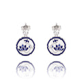Blue and White Lotus Earrings