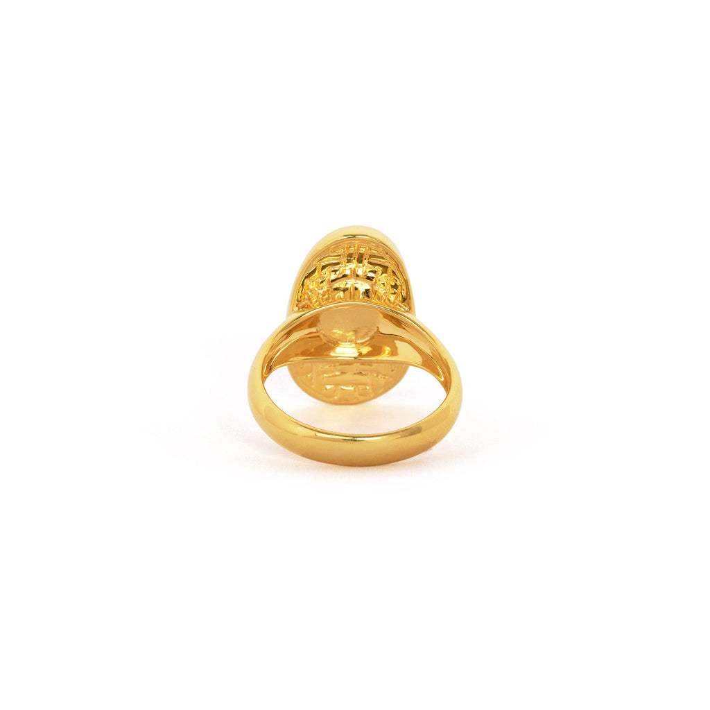 Plum Blossom Mosaic Mother of Pearl Ring Gold