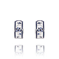 Blue and White Lotus Huggie Earrings