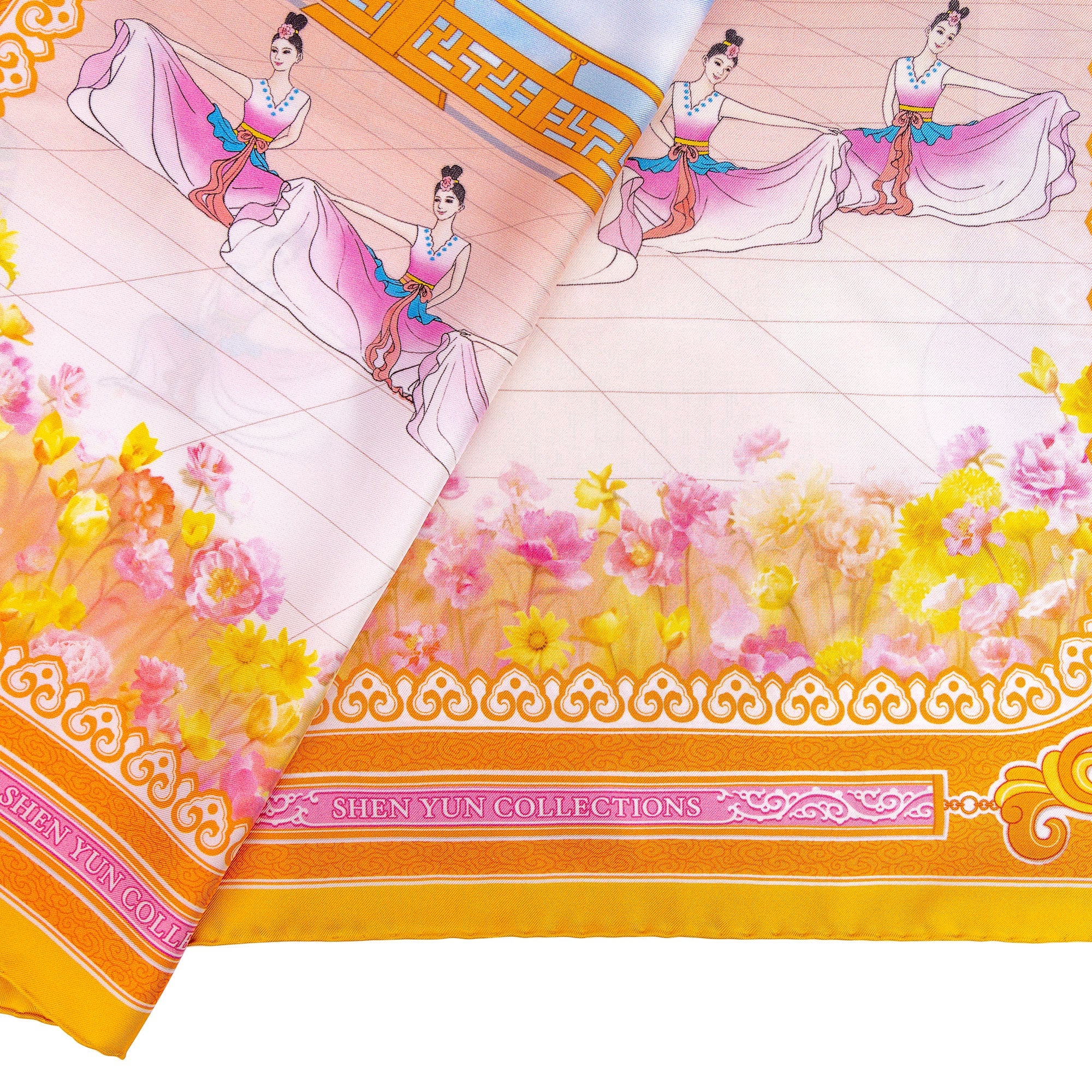 Heavenly Scene Silk Scarf Edge Details - Shen Yun Collections