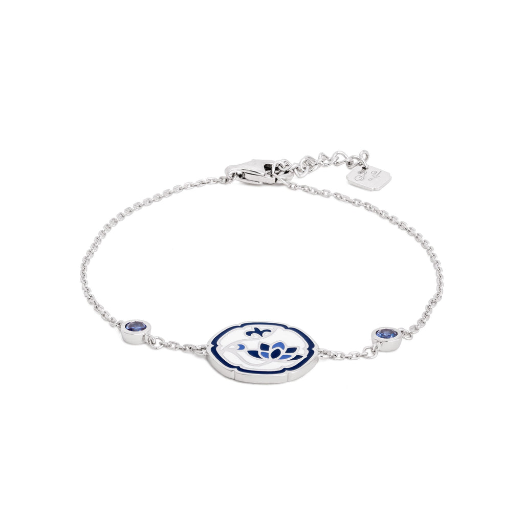 Blue and White Lotus Bracelet