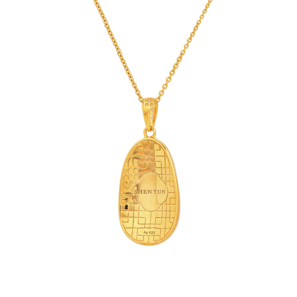 Plum Blossom Mosaic Mother of Pearl Necklace Gold