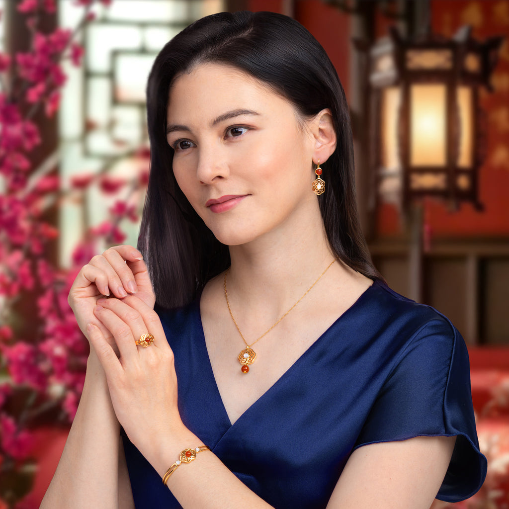 Blissful Ruyi Necklace with Carnelian