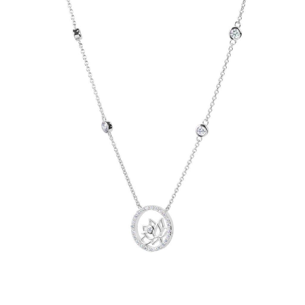 Lotus Fairies Necklace 17" Silver Side View - Shen Yun Collections