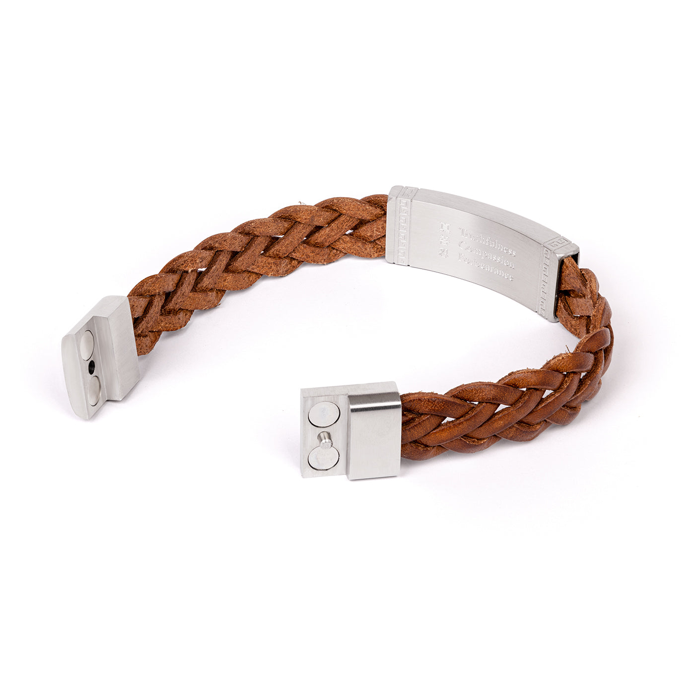 Zhen Shan Ren Wondrous Words Leather Bracelet Brown 9" Open - Shen Yun Collections