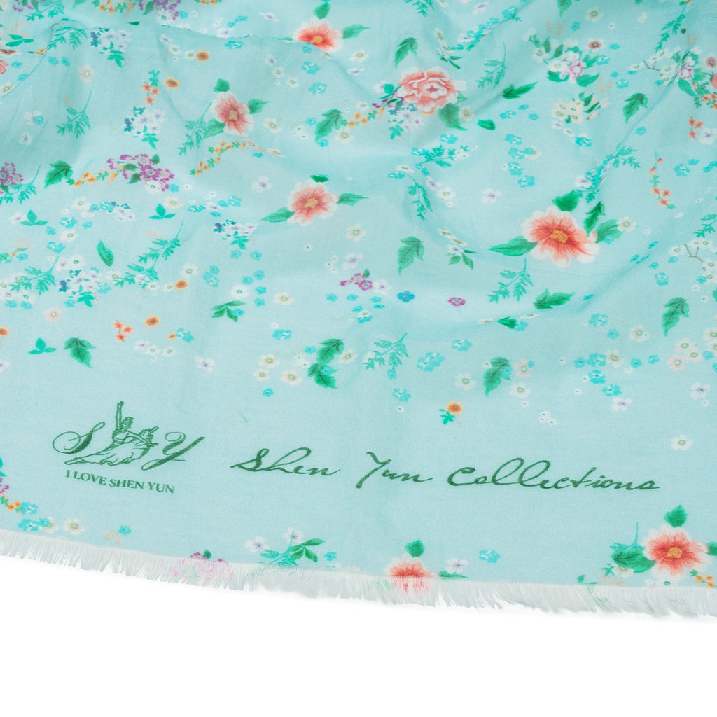 Celestial Flowers Long Scarf Blue Signature - Shen Yun Collections
