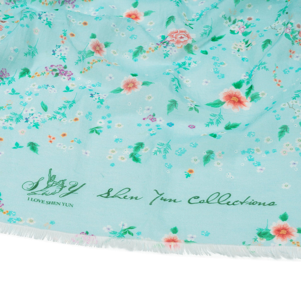 Celestial Flowers Long Scarf - Blue