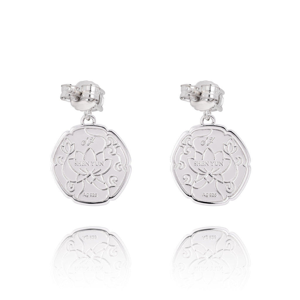 Blue and White Lotus Earrings