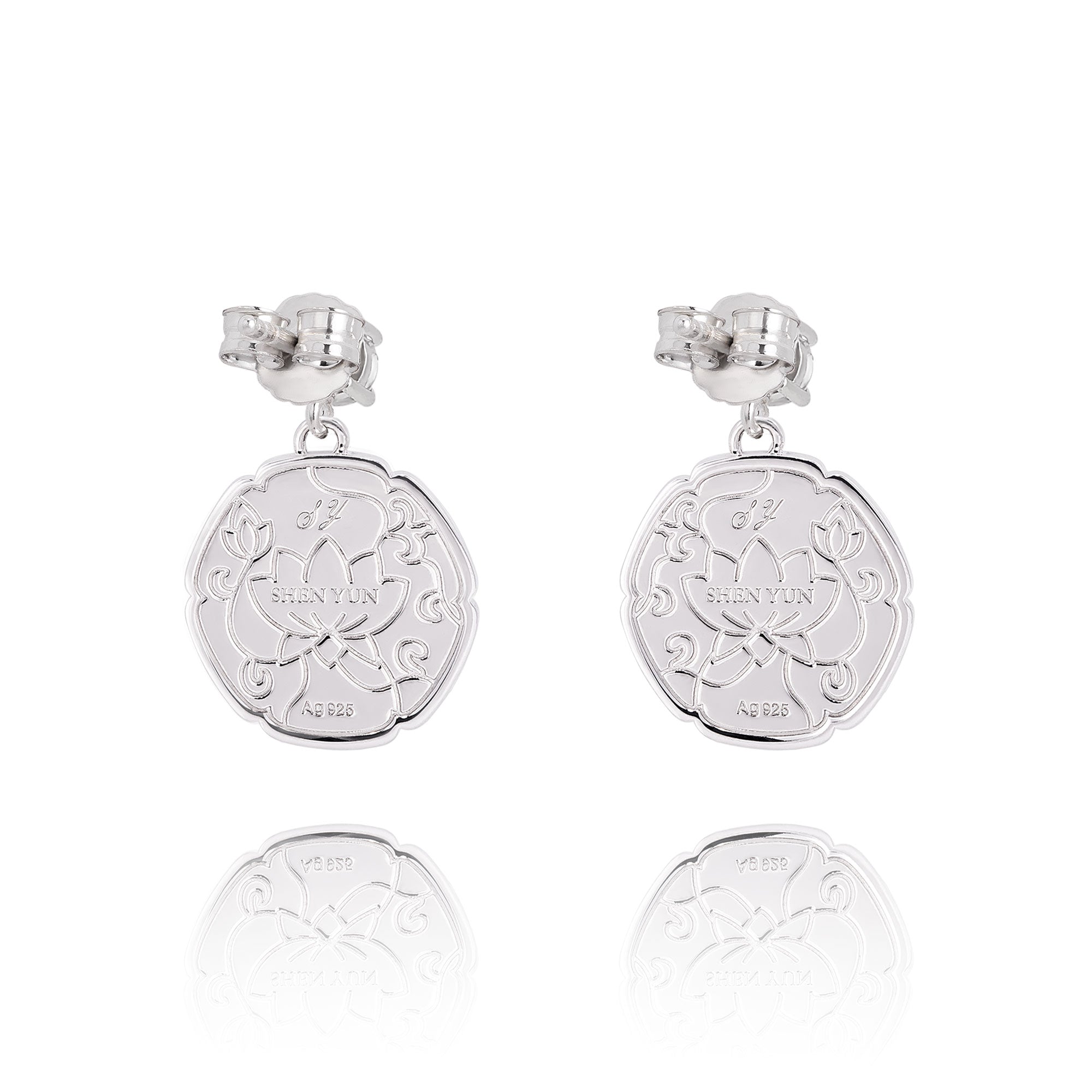 Blue and White Lotus Earrings