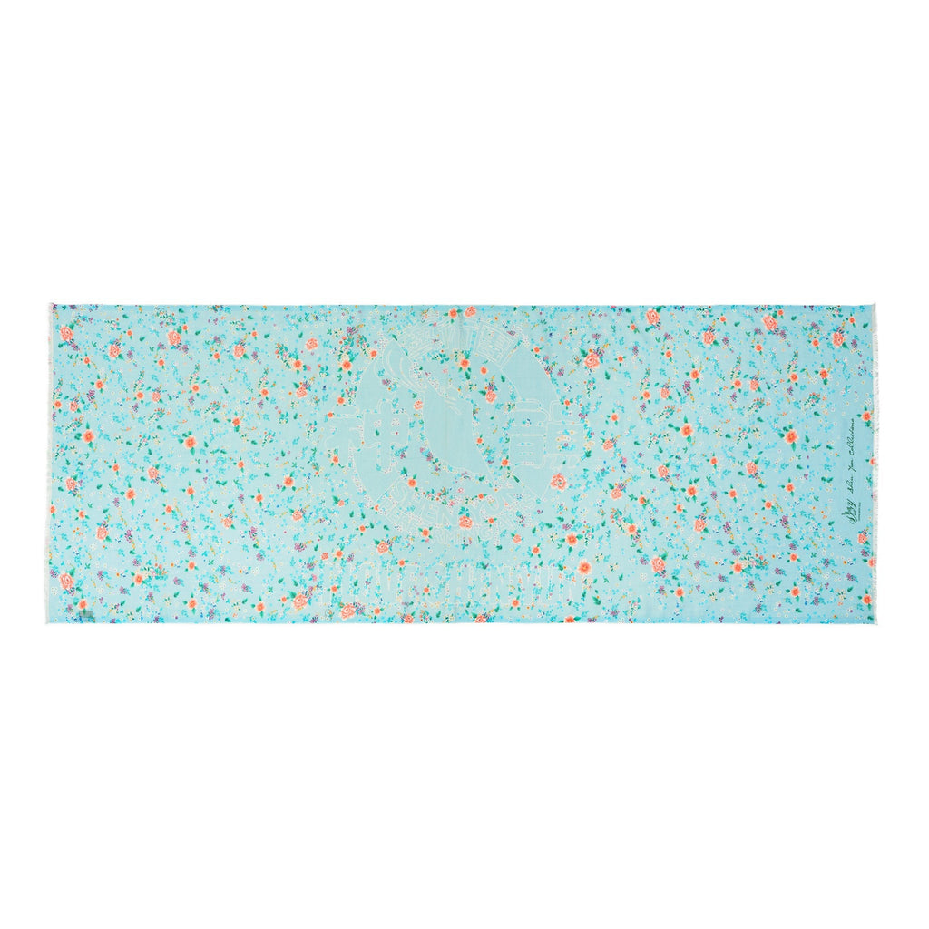 Celestial Flowers Long Scarf Blue Overall Horizontal- Shen Yun Collections