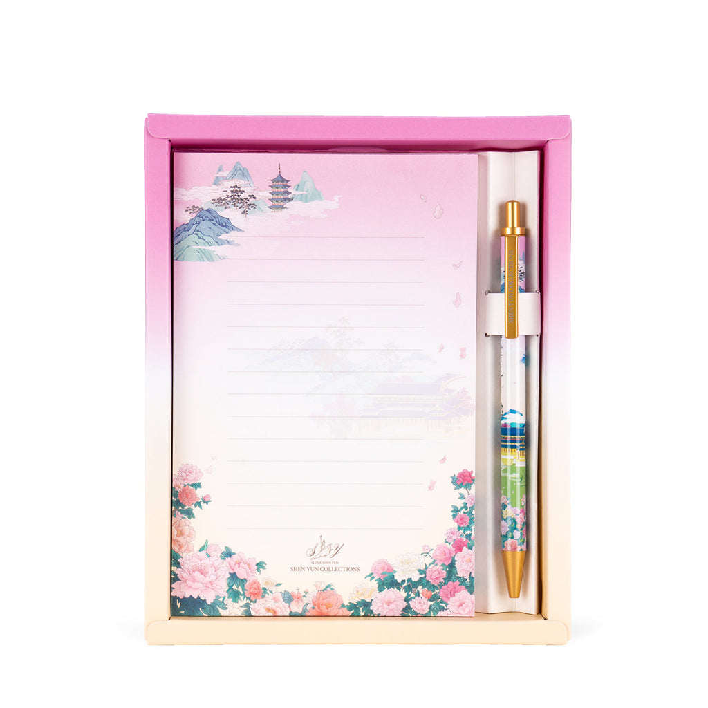 Delicate Beauty of Han Notepad and Pen Set Package Front View - Shen Yun Collections
