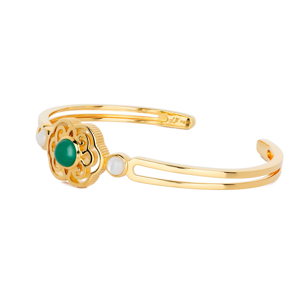 Blissful Ruyi Bangle with Green Agate
