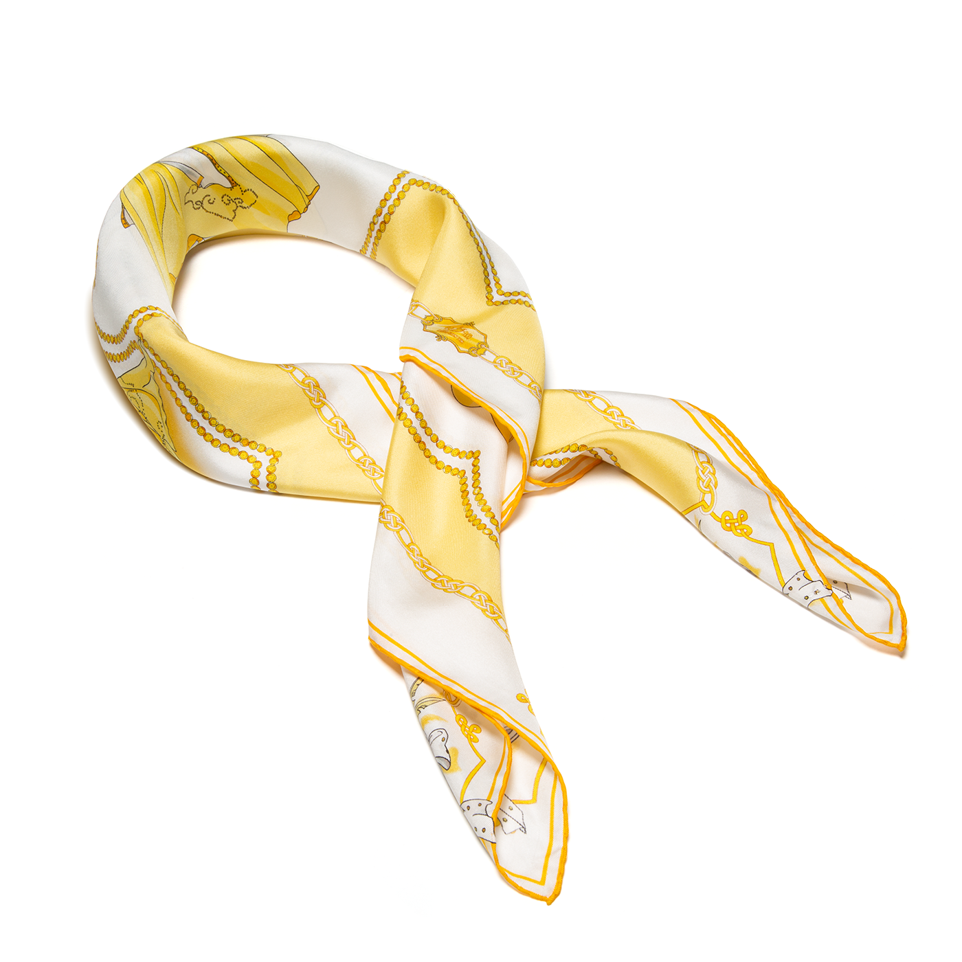 Mongolian Chopsticks Silk Scarf (36" x 36") Folded 1 - Shen Yun Collections