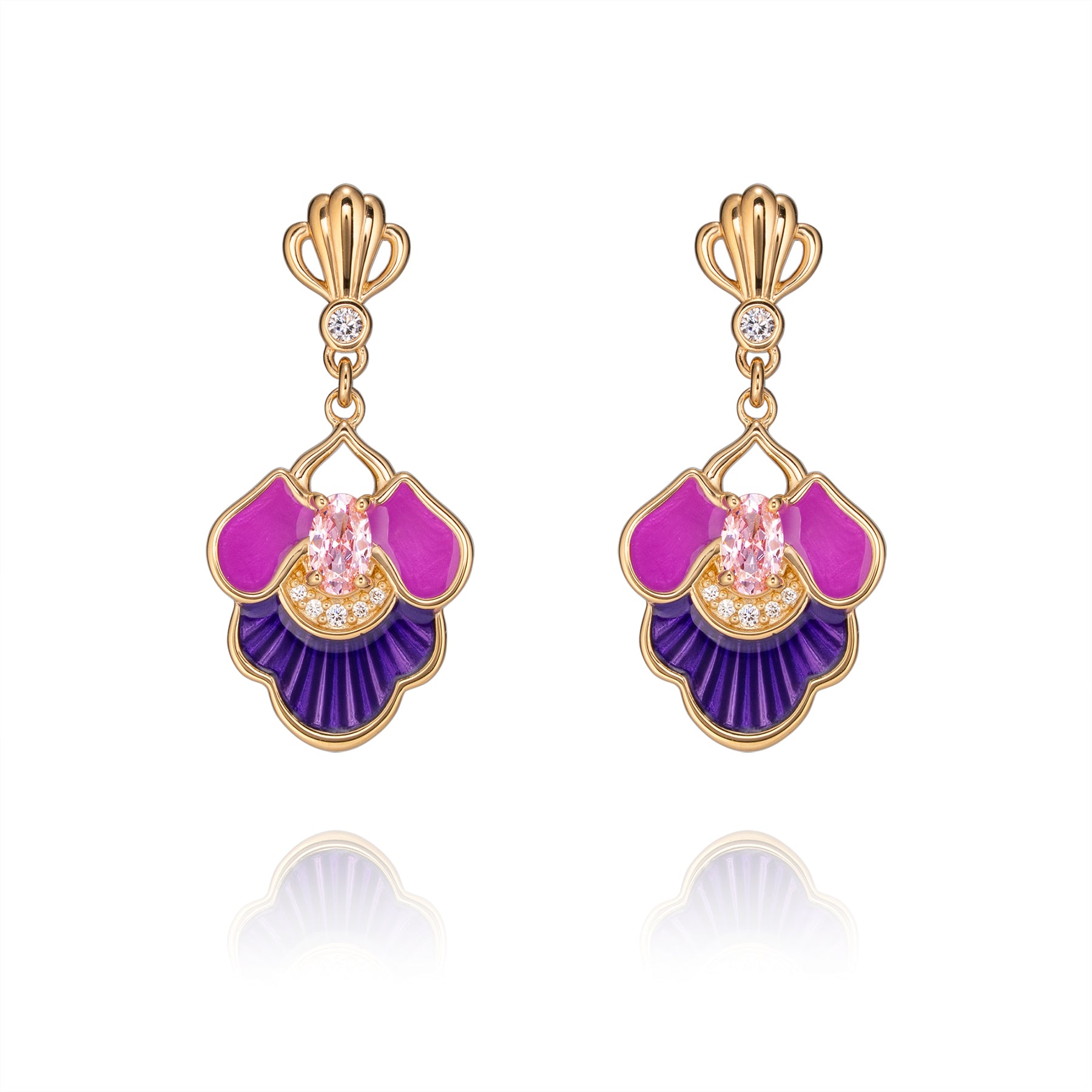 Tang Flowing Gowns Drop Earrings Purple