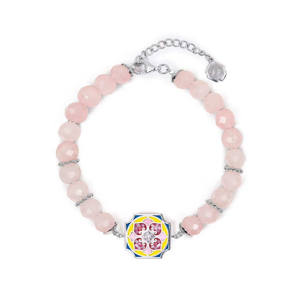 Floral Bliss Bracelet Pink Opal Front View - Shen Yun Collections