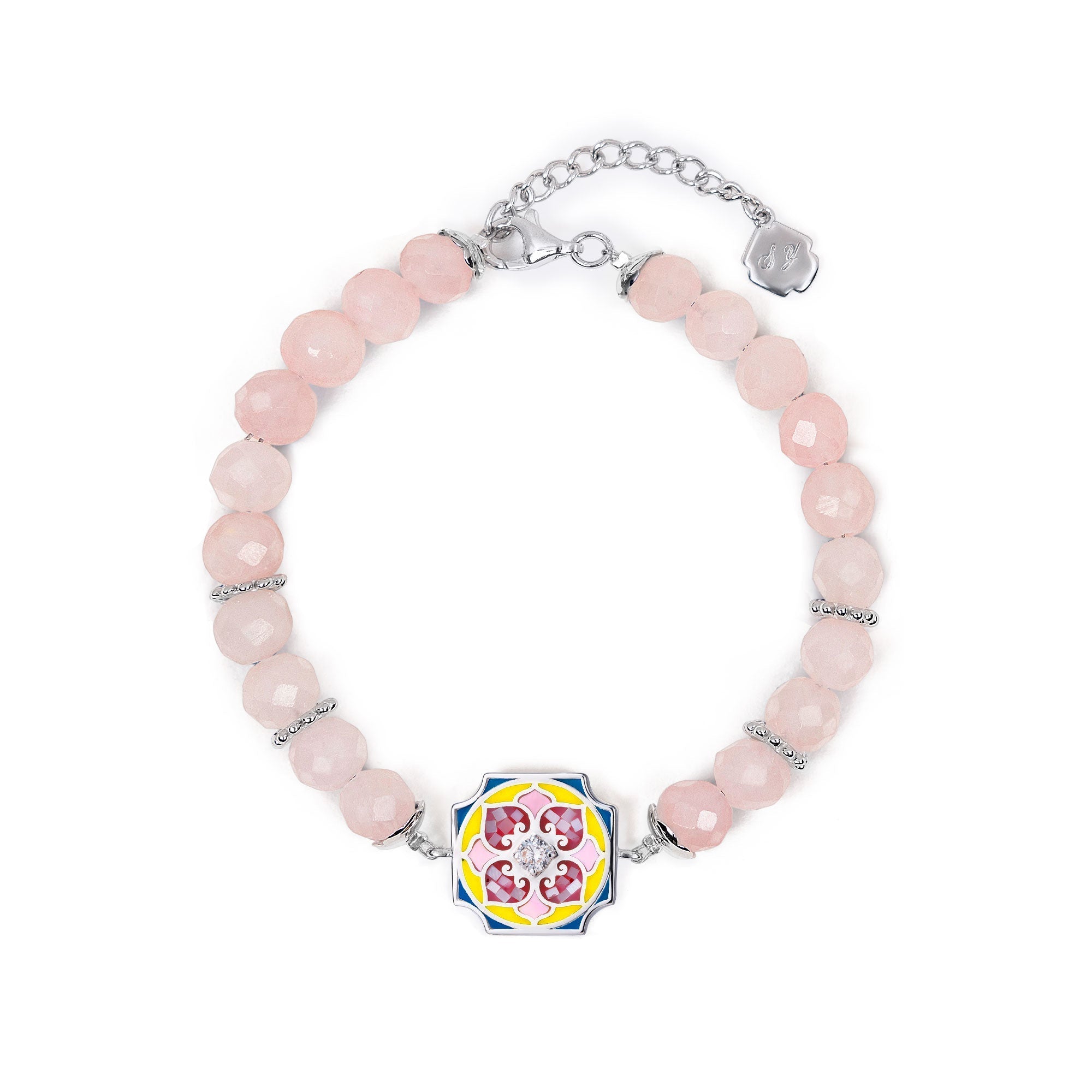 Floral Bliss Bracelet Pink Opal Front View - Shen Yun Collections