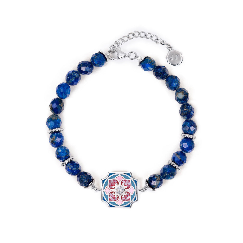 Floral Bliss Bracelet Lapis Front View - Shen Yun Collections