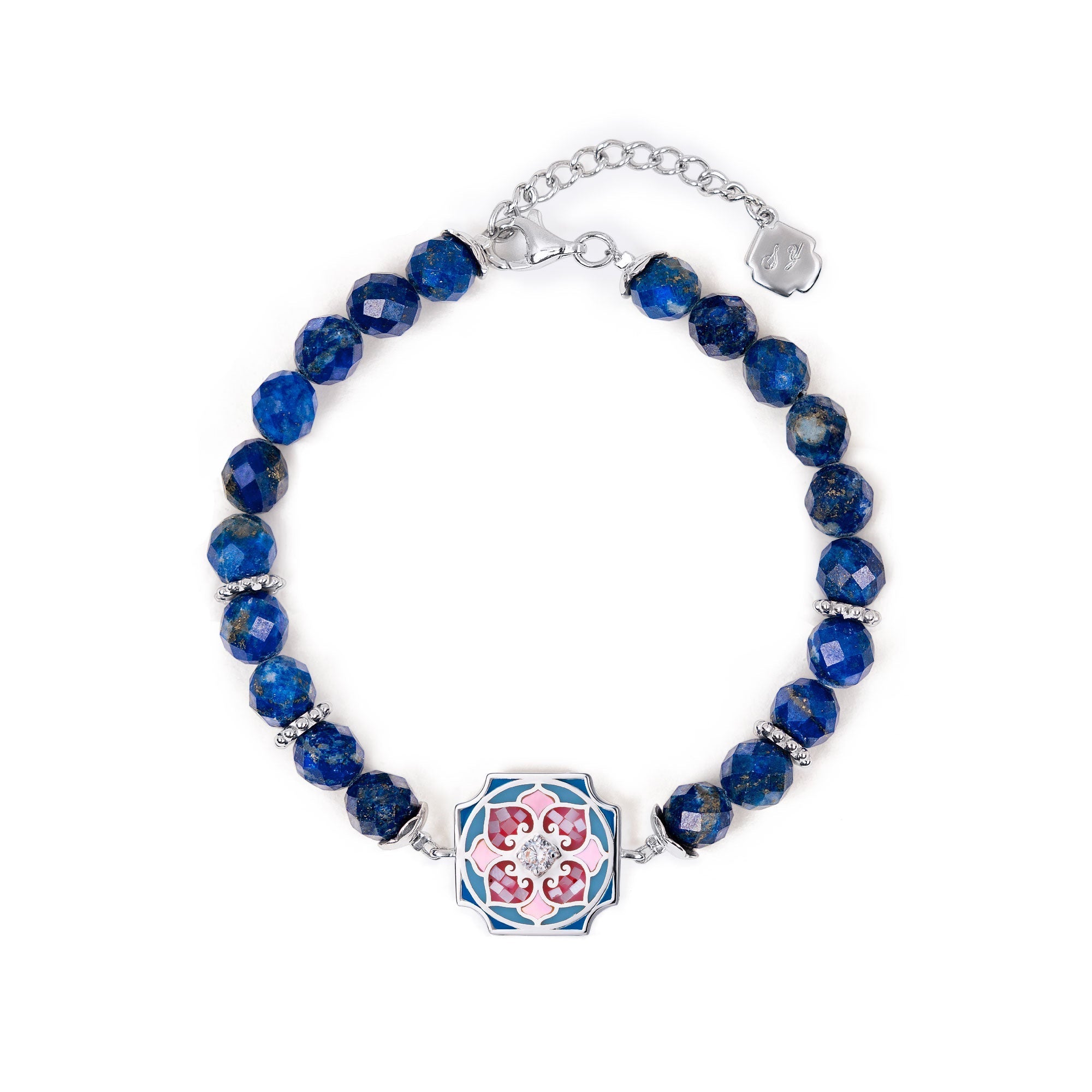 Floral Bliss Bracelet Lapis Front View - Shen Yun Collections