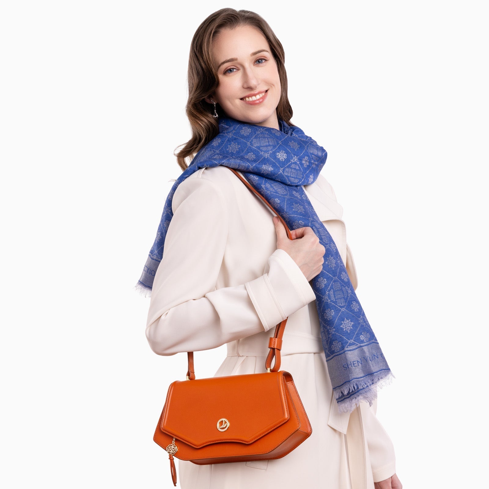 Manchurian Elegance Crossbody Bag Orange Brown