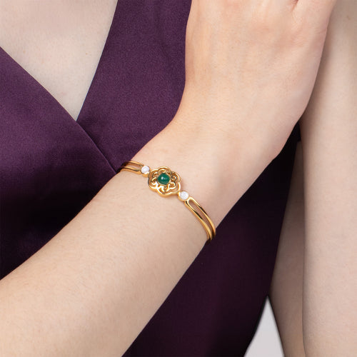Blissful Ruyi Bangle with Green Agate