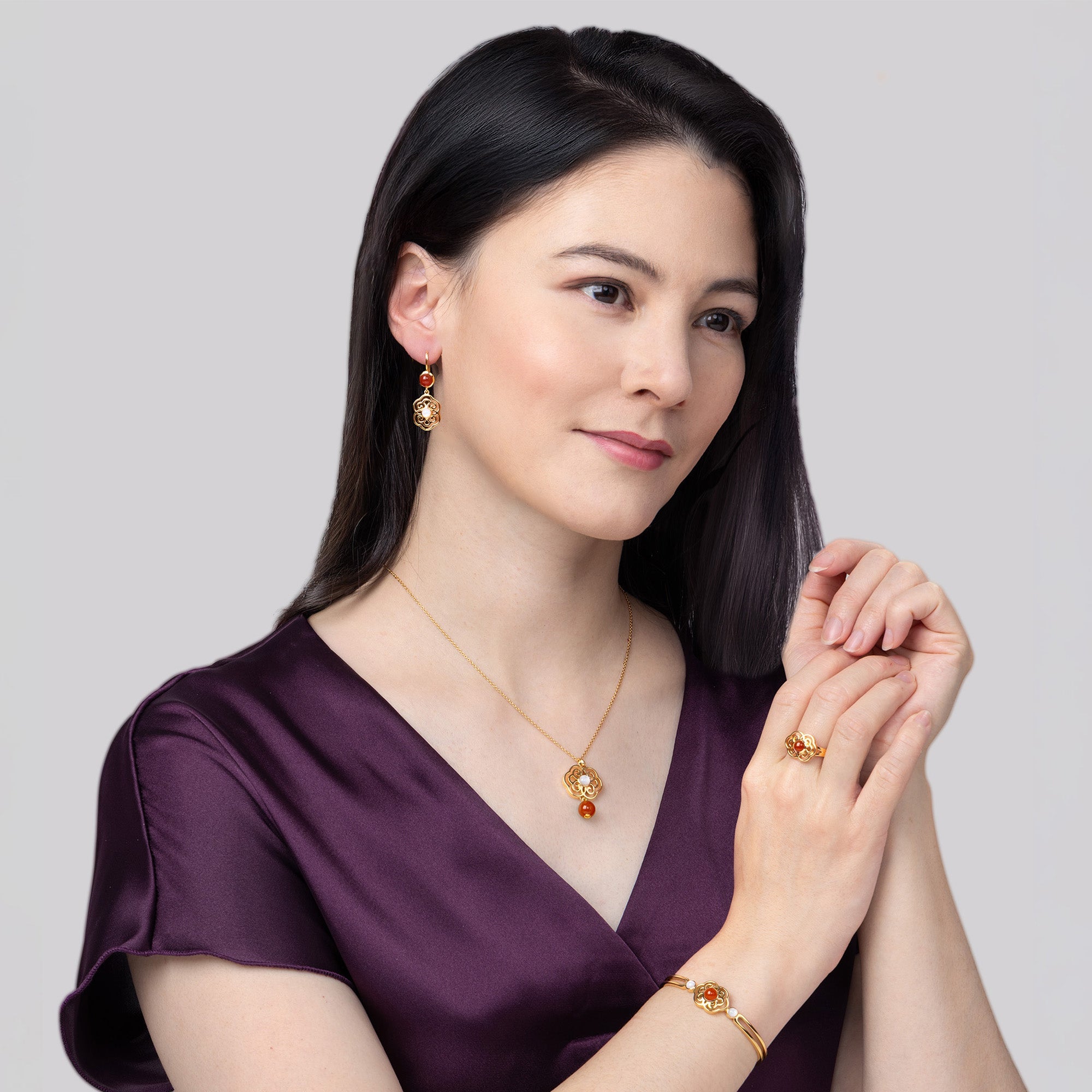 Blissful Ruyi Bangle with Carnelian