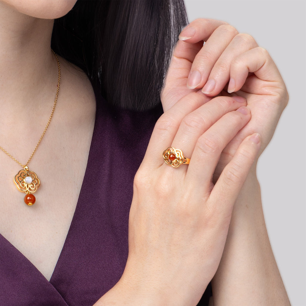 Blissful Ruyi Ring with Carnelian