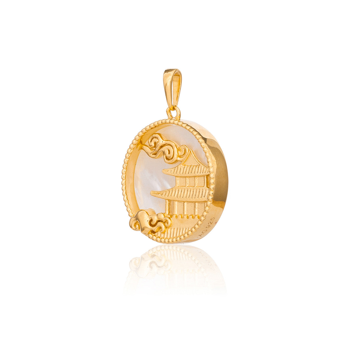Mystical Moon Palace Charm Gold 18mm Side - Shen Yun Collections