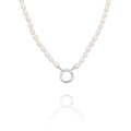Pearl Charm Clasp Necklace Silver - Shen Yun Collections