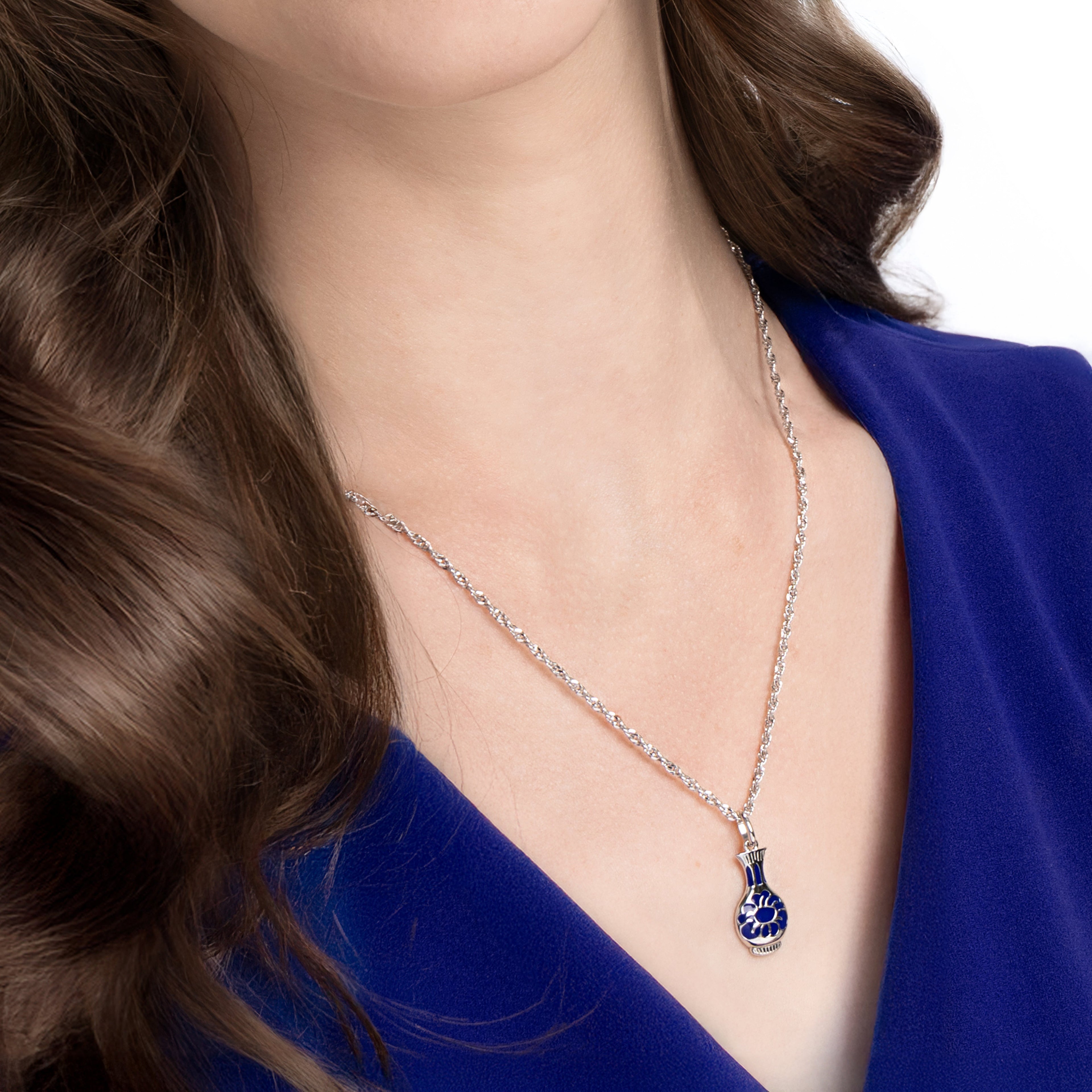 Porcelain Grace Charm Silver on Model - Shen Yun Collections