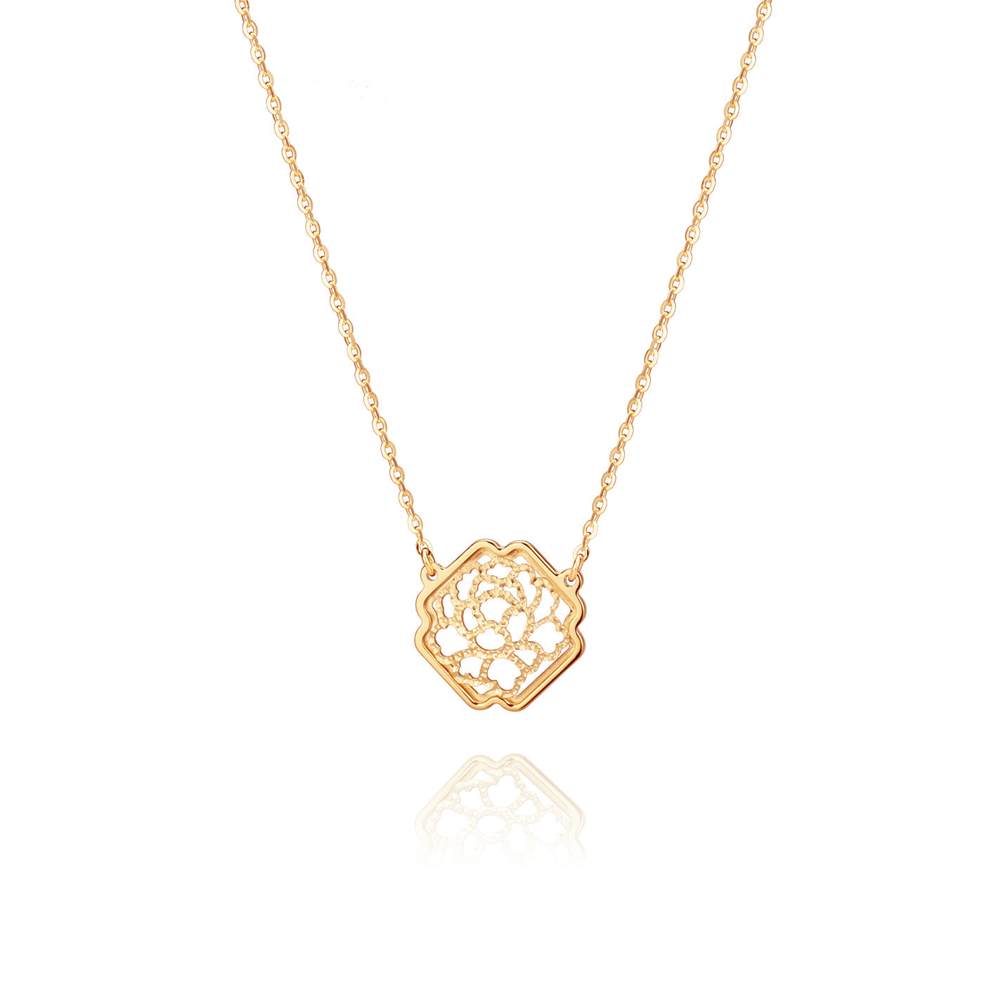 Tang Elegance Necklace 14kt Yellow Gold Front View - Shen Yun Collections