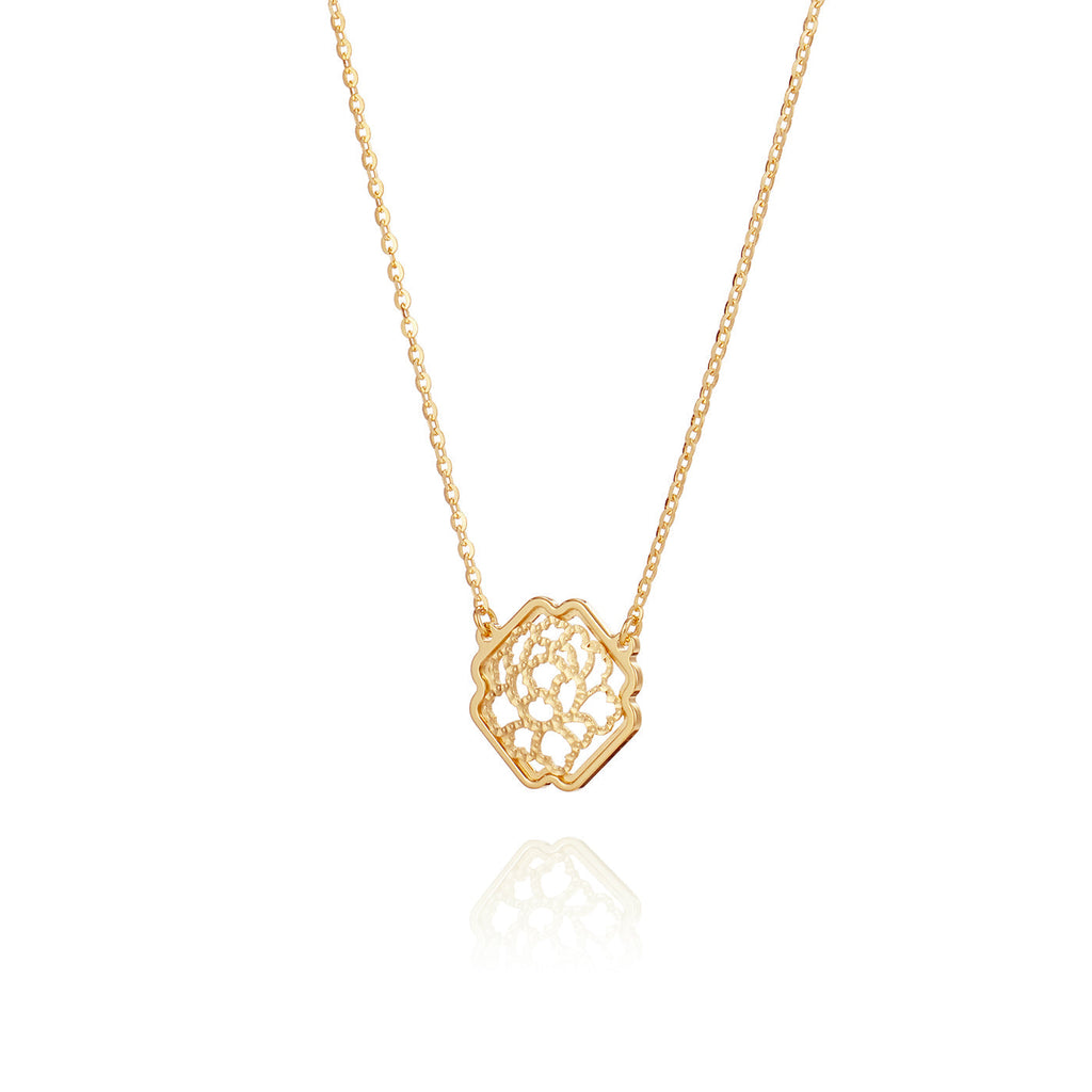 Tang Elegance Necklace 14kt Yellow Gold Side View - Shen Yun Collections
