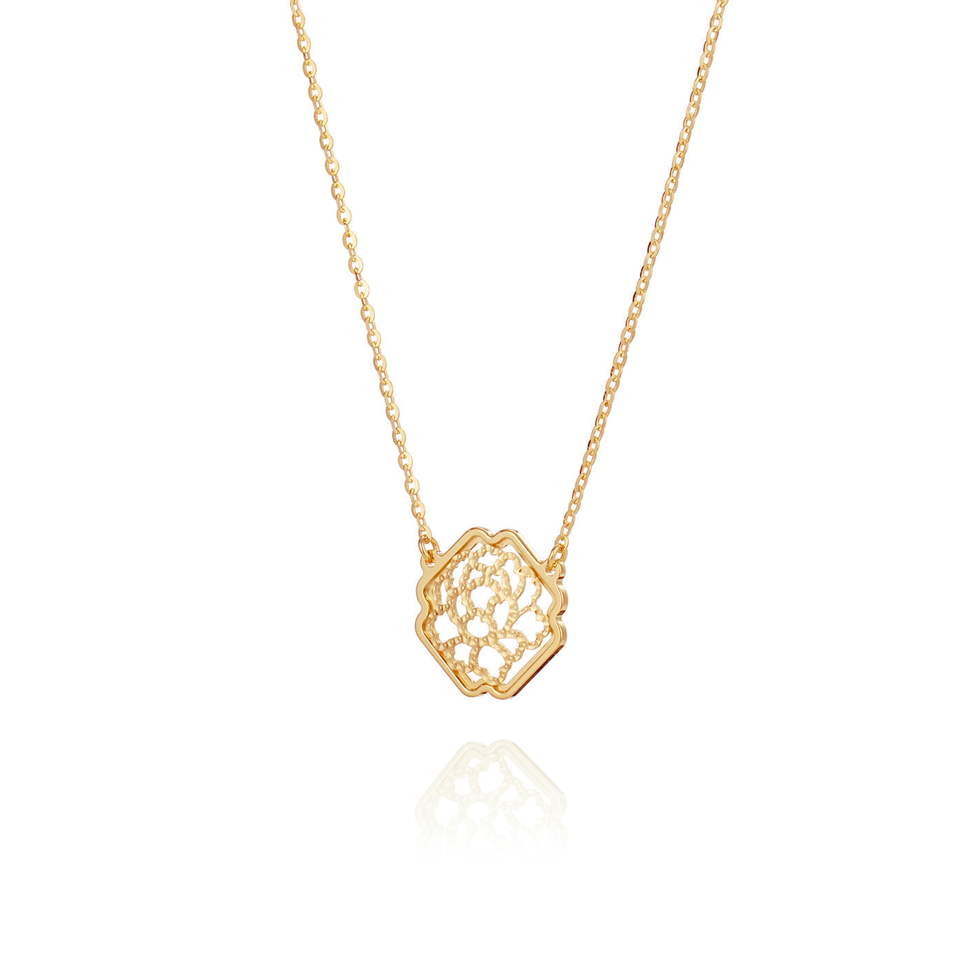 Tang Elegance Necklace 14kt Yellow Gold Side View - Shen Yun Collections