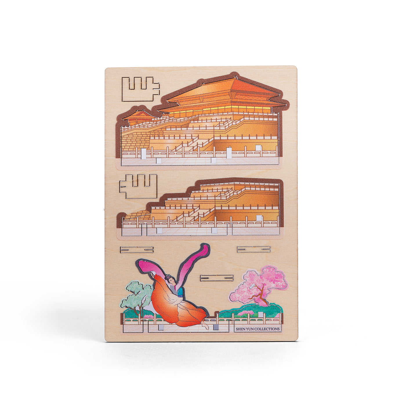 Water Sleeves Wooden Magnet Open View 2 - Shen Yun Collections 