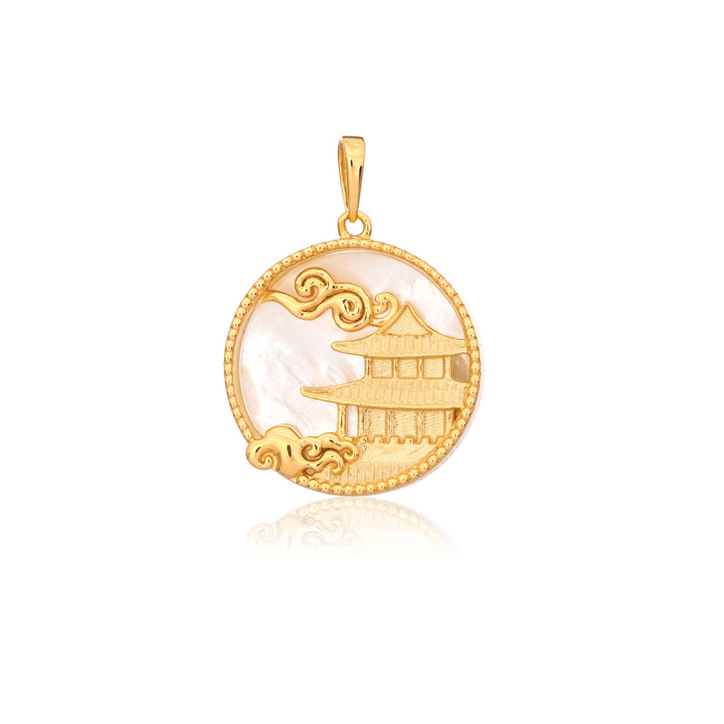 Mystical Moon Palace Charm Gold 18mm Front - Shen Yun Collections