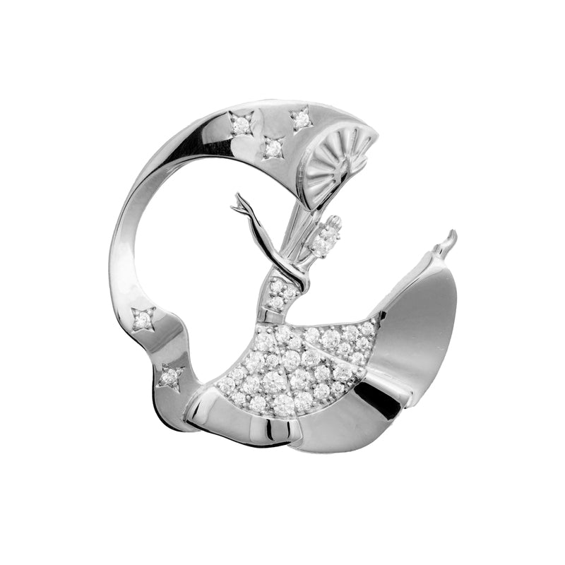 Fan Dance Brooch Silver