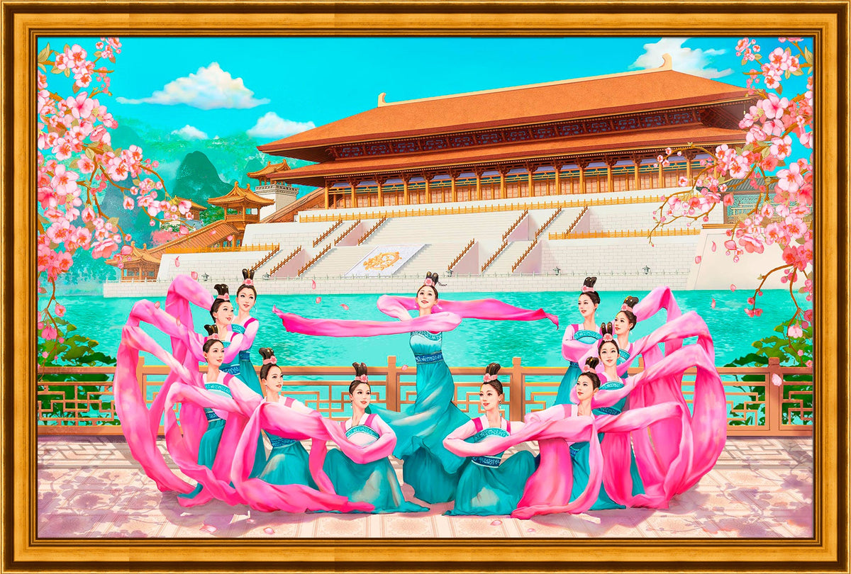 Les Manches du Palais des Tang - Impression Giclée Peinture Originale Faite Main