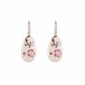 Plum Blossom Mosaic Mother of Pearl Earrings Silver