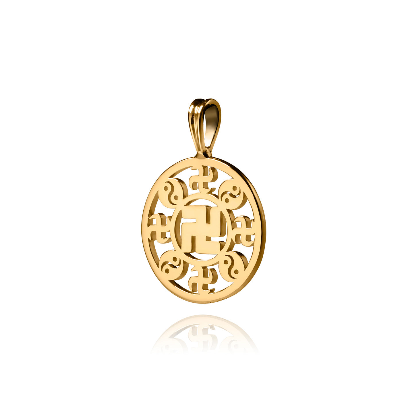 Falun Pendant 24kt Yellow Gold 17mm Side Image | Shen Yun Collections 