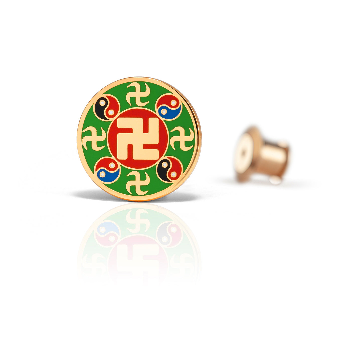 Falun Pins Green Large Front View  | Shen Yun Collections 