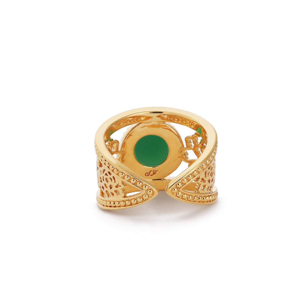 Golden Tang Peony Ring Green Back | Shen Yun Collections