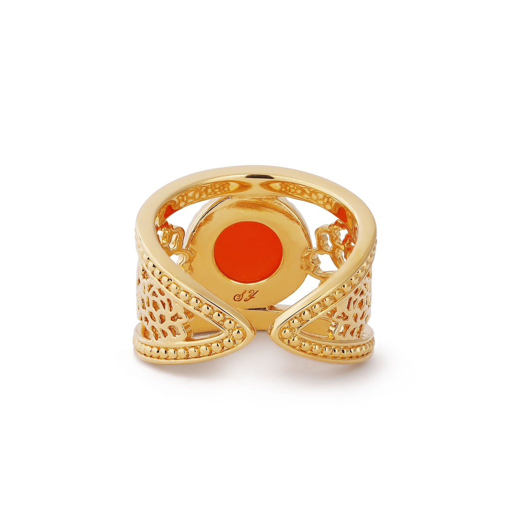 Golden Tang Peony Ring Orange Back | Shen Yun Collections