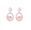 Lotus Fairies Drop Earrings Rose Gold Front View - Shen Yun Collections