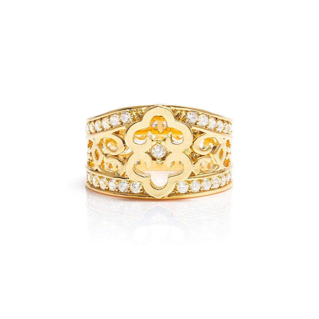Mongolian Bowls Ring Gold Front | Shen Yun Collections 