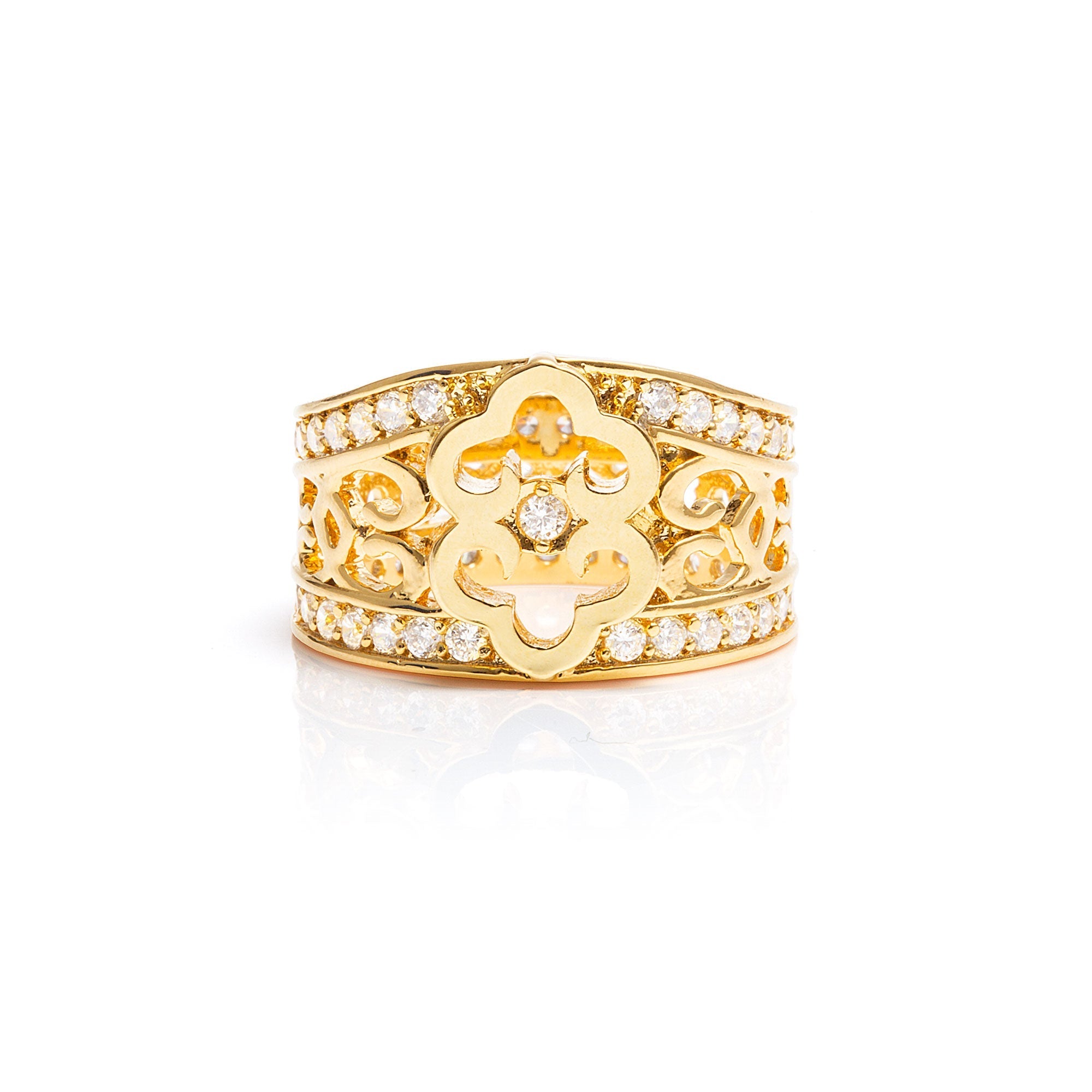 Mongolian Bowls Ring Gold Front | Shen Yun Collections 