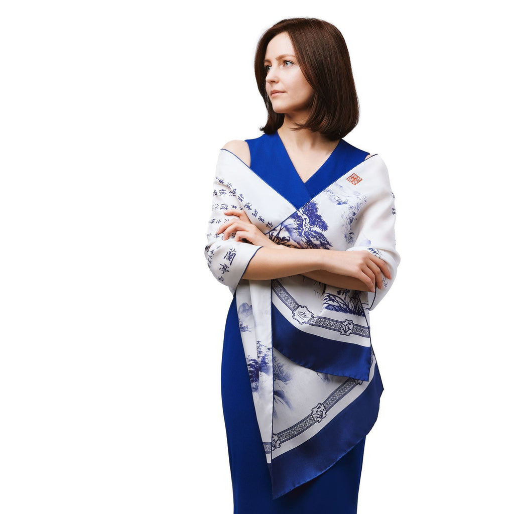 Poets of the Orchid Pavilion Silk Long Scarf Image Model | Shen Yun Collections 