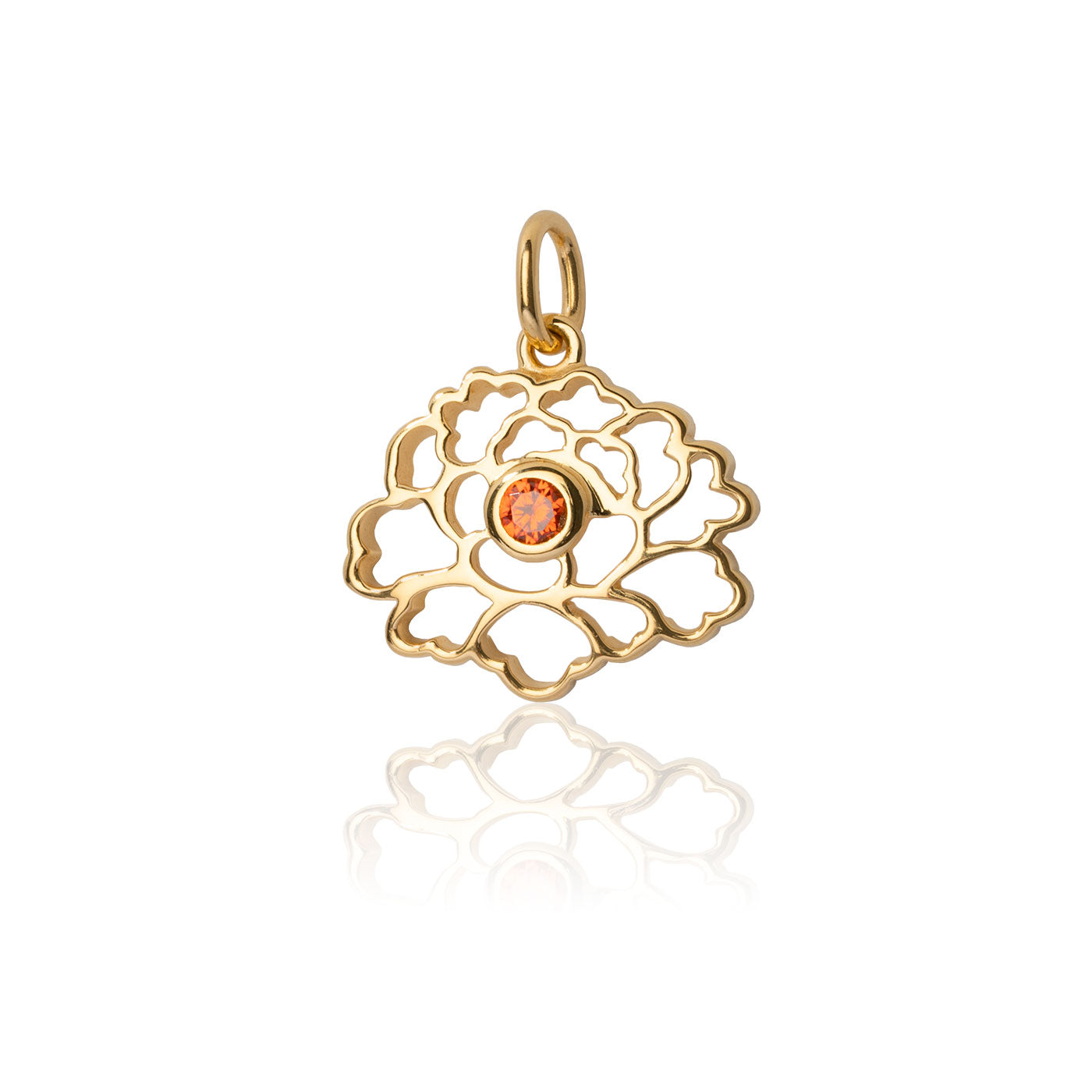 Tang Flower Charm Gold with Orange Gem | Shen Yun Collections