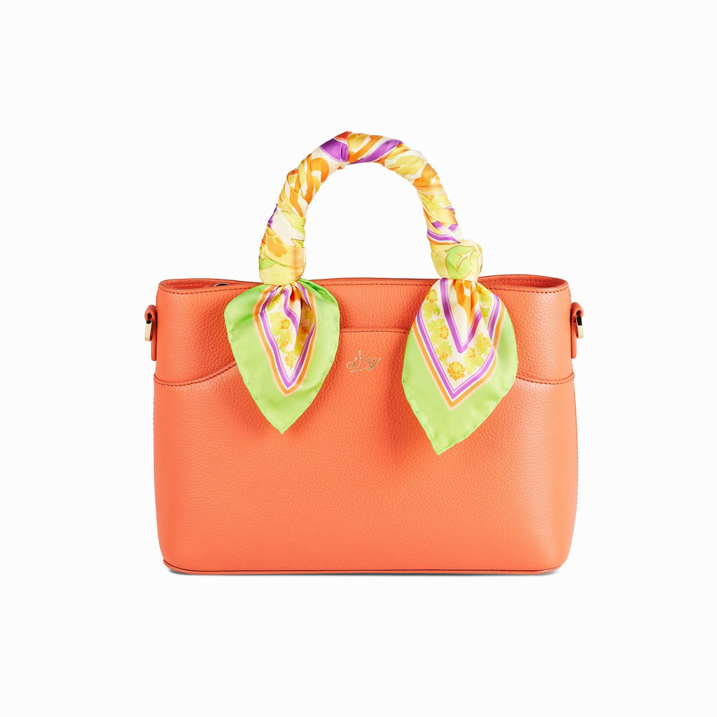 Tang Flower  Scarf (23"x23") Styling With Tang Dynasty Grace Crossbody Leather Bag | Shen Yun Collections