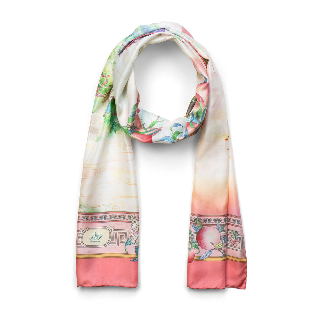 The Peaches of Immortality Silk Long Scarf Folded | Shen Yun Collections