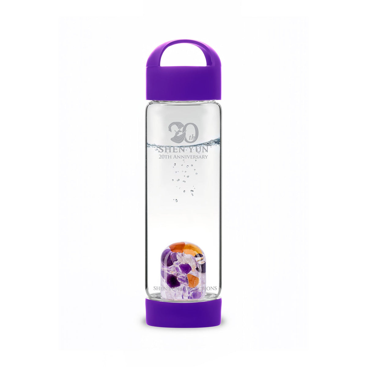 Gemstone Bottle Anti-Slip Silicone Grip Handle Amethyst