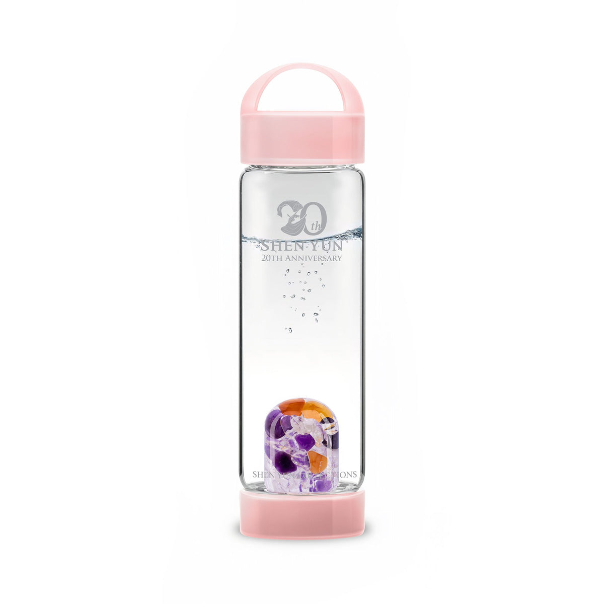 Gemstone Bottle Anti-Slip Silicone Grip Handle Rose